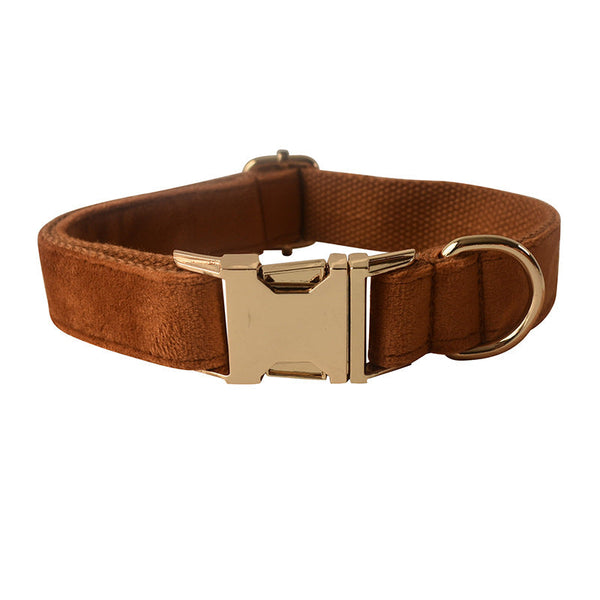 HKM-4661821 Elegant Velvet Dog Collar Set with Gold Clasp and Bow Tie ??????