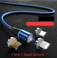 HKM-466323 3-in-1 Magnetic Data Cable for Fast Charging and Data Transfer - TYPE-C, iOS, Micro USB Compatible, 3A Current, Nylon Braided, Aluminum Alloy