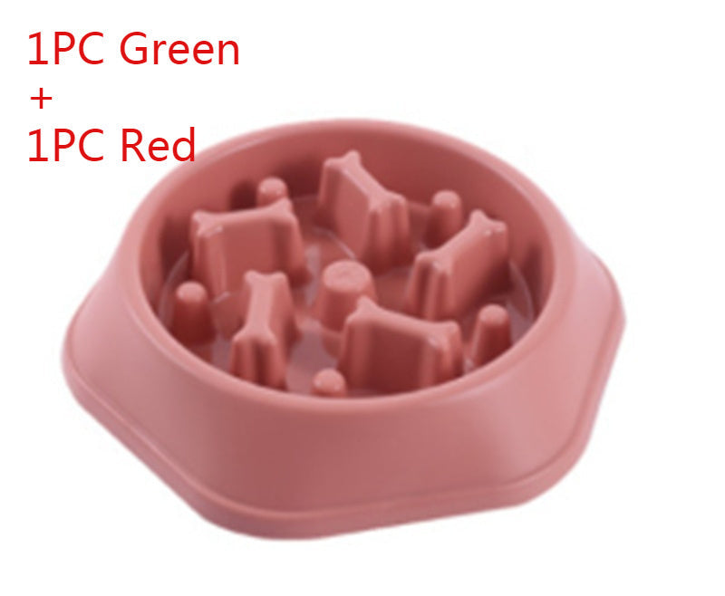 HKM-4663997 Bone-Shaped Slow Food Bowl for Dogs - Anti-Choking Pet Feeding Dish in Durable PP Plastic