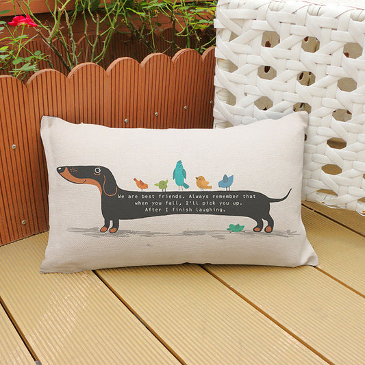 HKM-466579 Sausage Dog Cartoon Linen Cushion Case, 30x50 cm