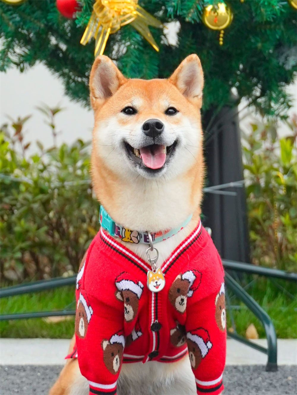 HKM-4667581 Festive Red Sweater for Dogs - Christmas and New Year Design, Knitted Animal Pattern, Multiple Sizes Available