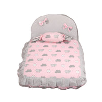 HKM-4668221 Cozy Square Dog Mat in Pink and Blue - Pure Cotton & Silk Cotton, Removable & Washable, Sizes S and L