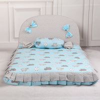 HKM-4668221 Cozy Square Dog Mat in Pink and Blue - Pure Cotton & Silk Cotton, Removable & Washable, Sizes S and L