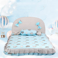 HKM-4668221 Cozy Square Dog Mat in Pink and Blue - Pure Cotton & Silk Cotton, Removable & Washable, Sizes S and L
