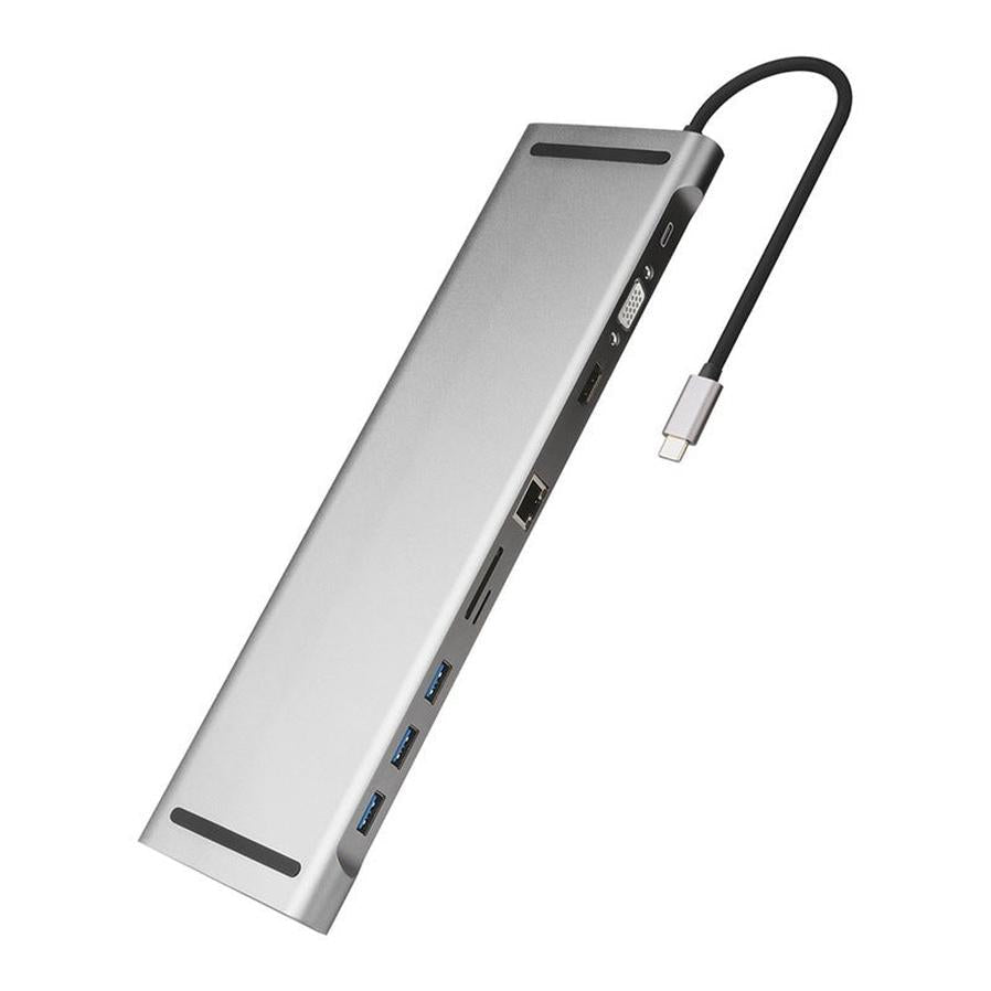 HKM-466835 Ten-Port HDMI & VGA Docking Station with Cooling Bracket and Gigabit Network Port