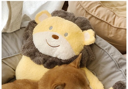 HKM-4669245 Cute Animal Series Waist Pillow - Lion, Elephant, Giraffe - 40cm x 38cm Plush Doll