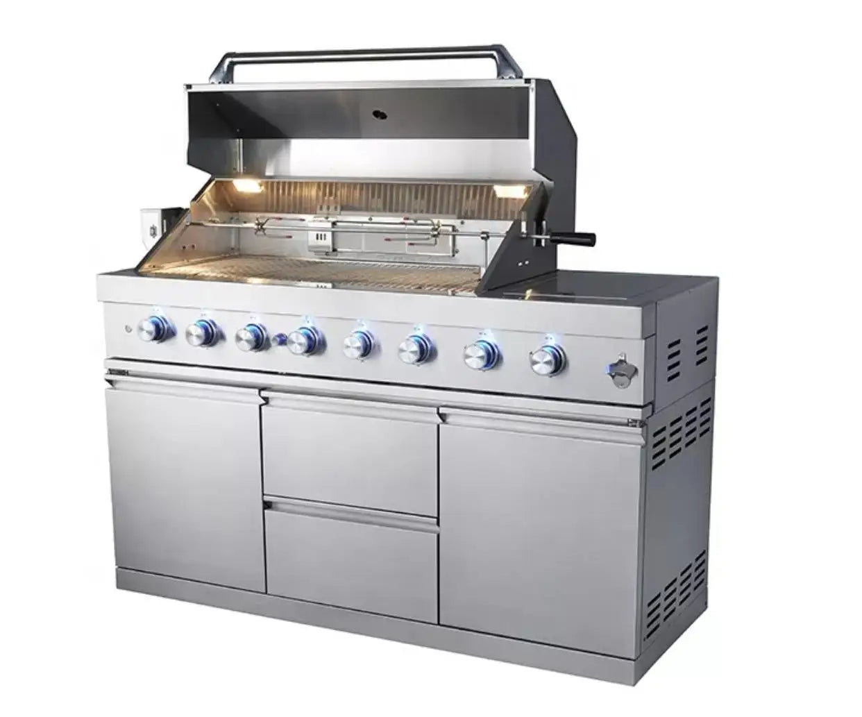 HKM-466963 Stainless Steel 5-Burner Built-in Gas BBQ Grill for Outdoor Cooking and Barbeque