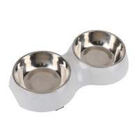 HKM-4669757 Dual-Use Cat Bowl - Round Two-in-One Stainless Steel Bowl in Gray, Blue, or Pink, 14 cm Diameter