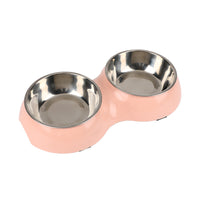 HKM-4669757 Dual-Use Cat Bowl - Round Two-in-One Stainless Steel Bowl in Gray, Blue, or Pink, 14 cm Diameter