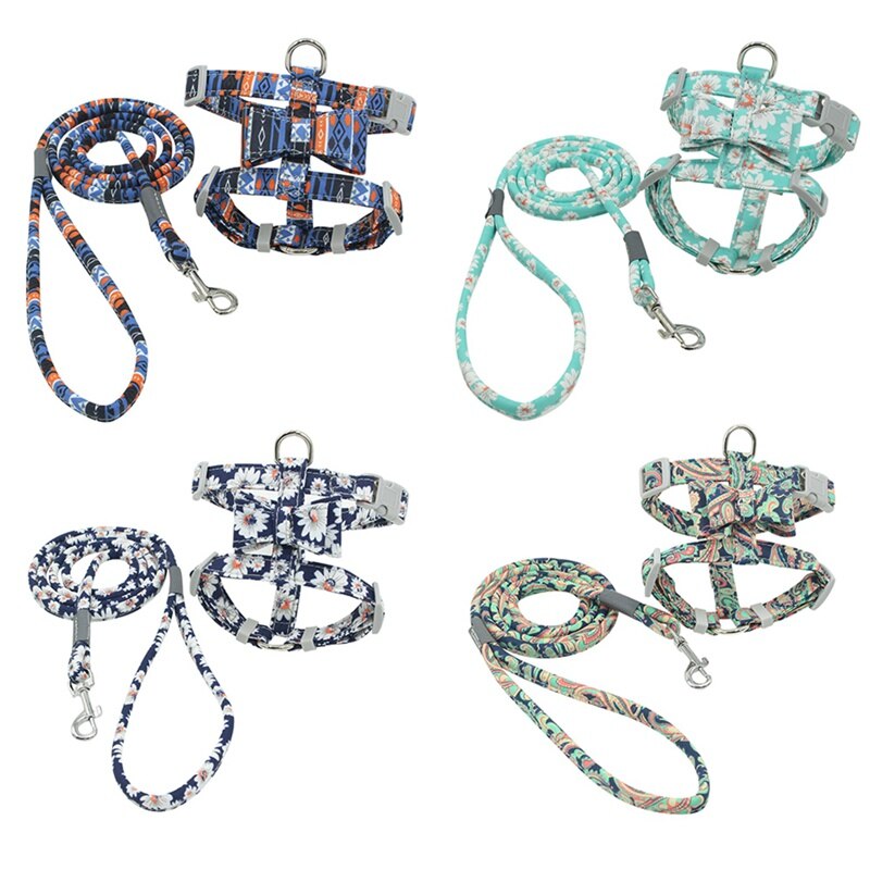 HKM-4671037 Japanese-Style Cat Chest Harness Lead Made of Durable Polyester