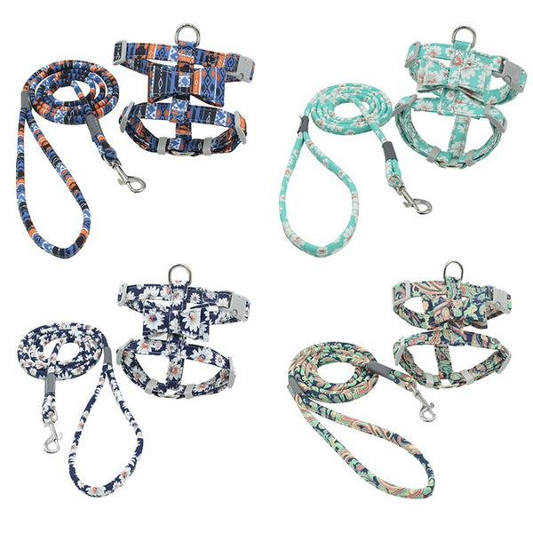 HKM-4671037 Japanese-Style Cat Chest Harness Lead Made of Durable Polyester