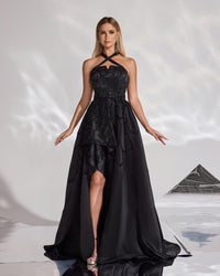HKM-467155 Elegant Black Evening Dress for Women - Style EZ25162