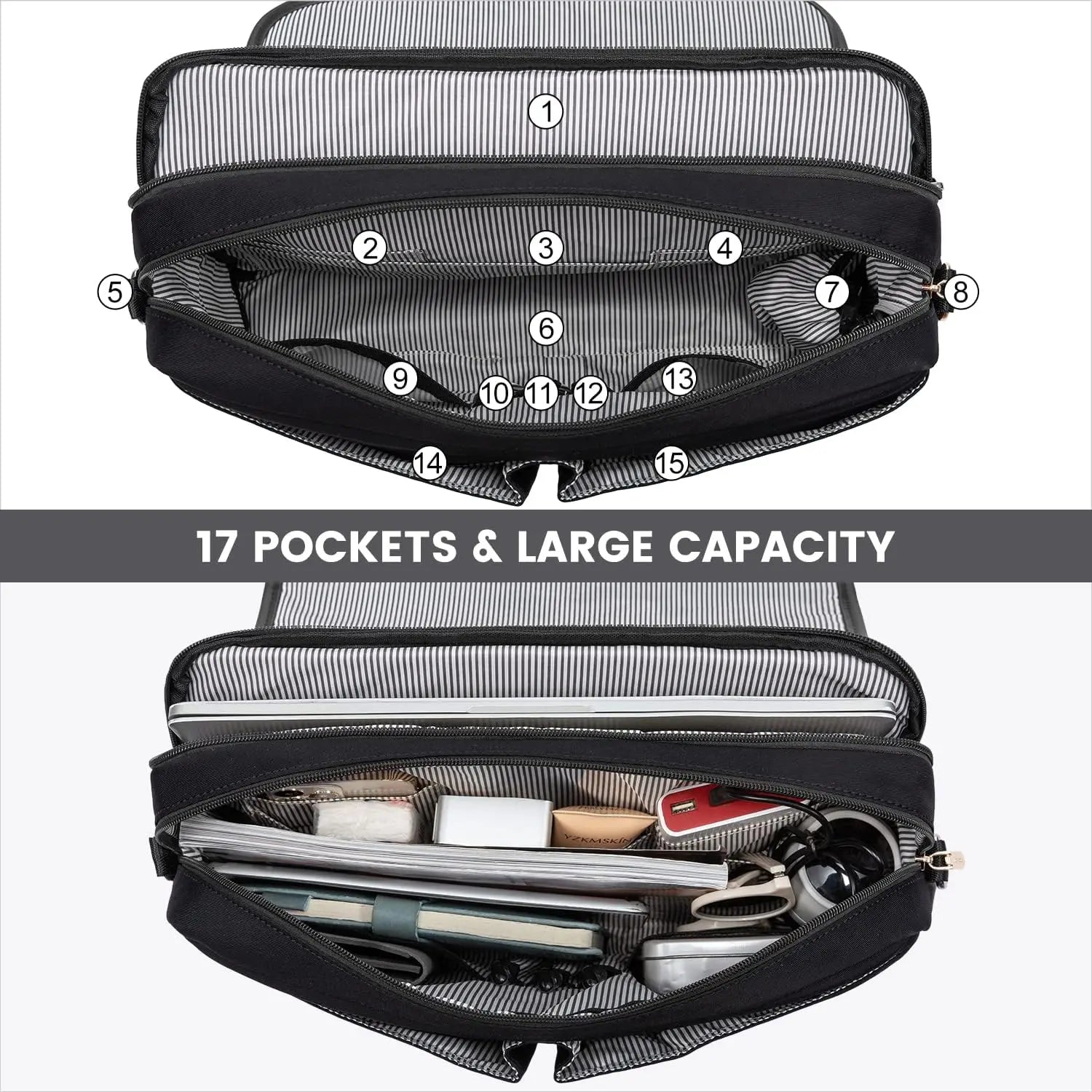 HKM-467155 Large Canvas Computer Work Bag for Women, Stylish Shoulder Handbag and 15.6in Laptop Briefcase
