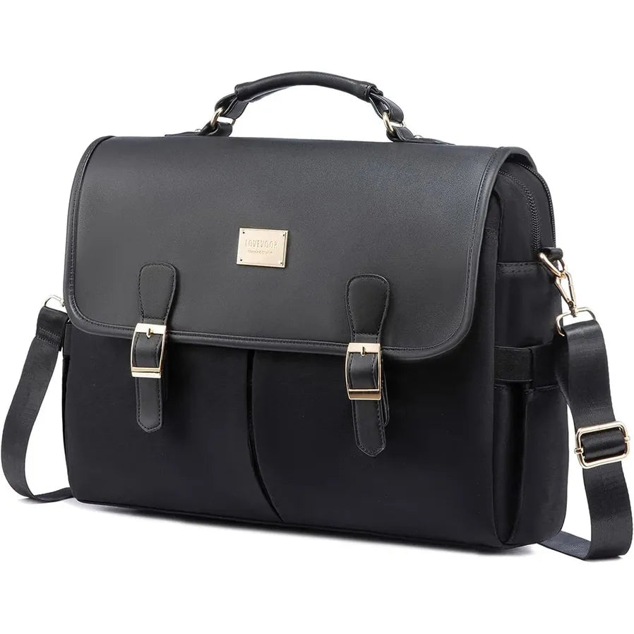 HKM-467155 Large Canvas Computer Work Bag for Women, Stylish Shoulder Handbag and 15.6in Laptop Briefcase
