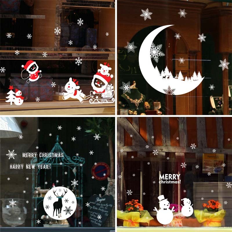 HKM-467219 Christmas Santa Claus Electrostatic PVC Wall Sticker - Waterproof, Removable & Eco-Friendly