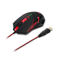 HKM-467283 Wired Optical Gaming Mouse with 2000 DPI, 6 Keys, and Ergonomic Design in Black and Red