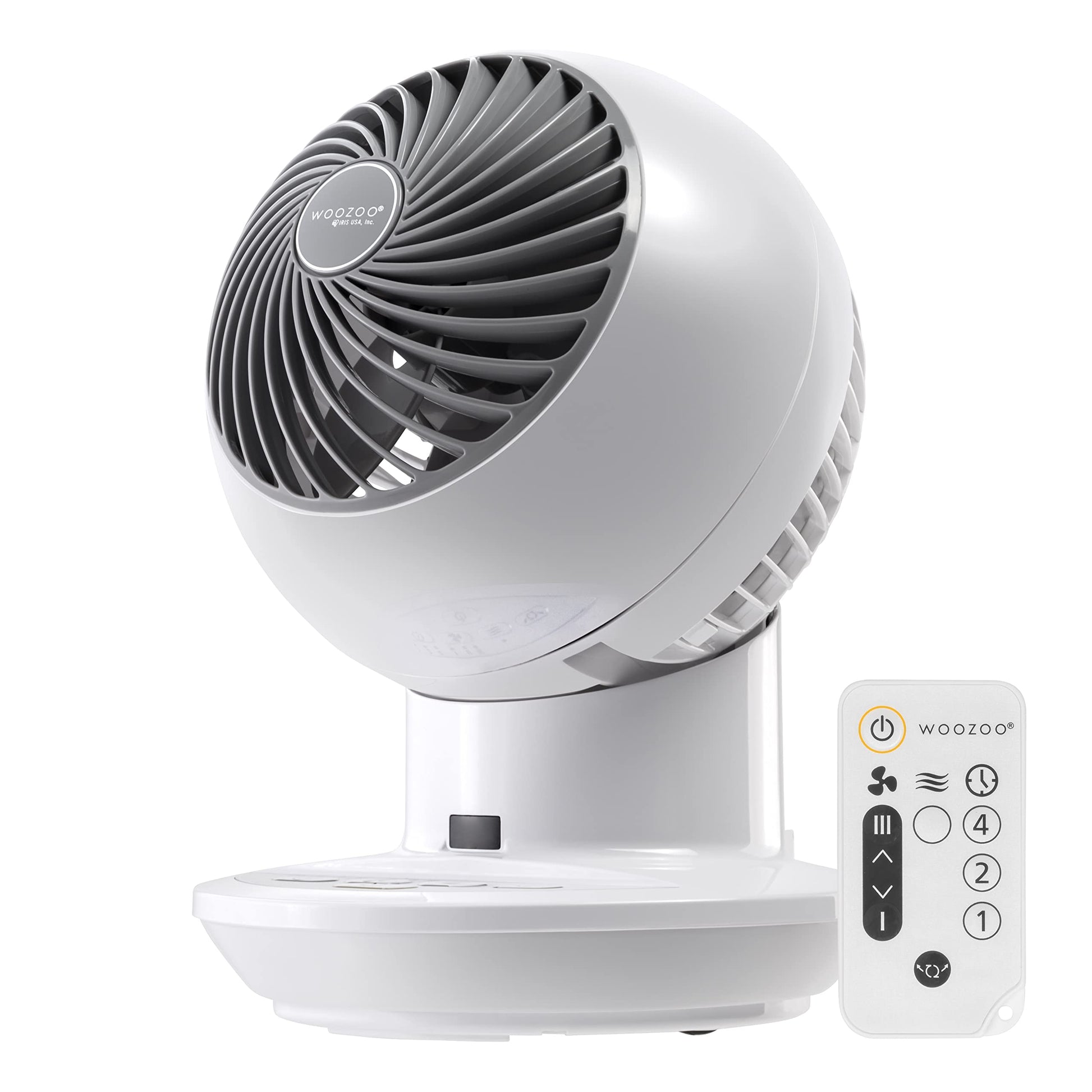 HKM-4672851 Air Circulator Fan with Remote, Oscillation, 3 Speeds, Adjustable Tilt, Quiet Motor, Small Fan for Bedroom, Office, Dorm, White