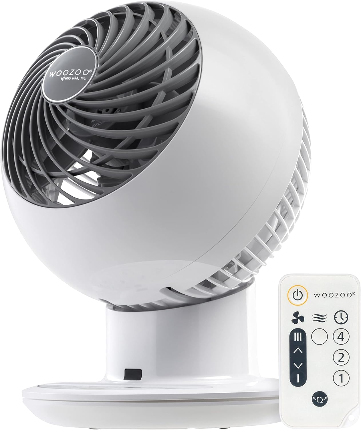 HKM-4672851 Air Circulator Fan with Remote, Oscillation, 3 Speeds, Adjustable Tilt, Quiet Motor, Small Fan for Bedroom, Office, Dorm, White
