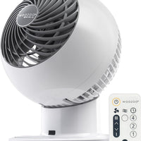 HKM-4672851 Air Circulator Fan with Remote, Oscillation, 3 Speeds, Adjustable Tilt, Quiet Motor, Small Fan for Bedroom, Office, Dorm, White