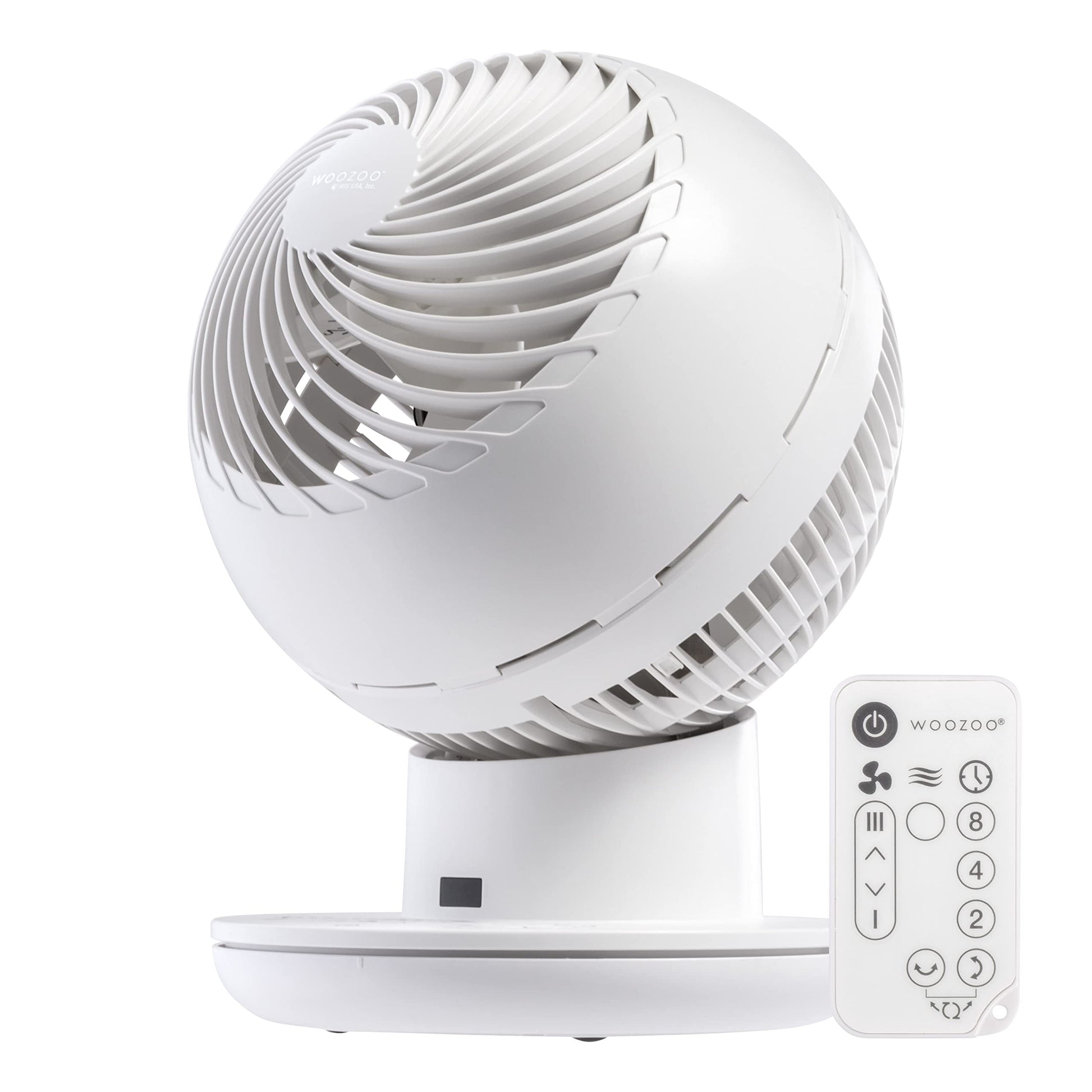 HKM-4672851 Air Circulator Fan with Remote, Oscillation, 3 Speeds, Adjustable Tilt, Quiet Motor, Small Fan for Bedroom, Office, Dorm, White