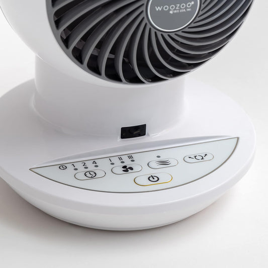 HKM-4672851 Air Circulator Fan with Remote, Oscillation, 3 Speeds, Adjustable Tilt, Quiet Motor, Small Fan for Bedroom, Office, Dorm, White