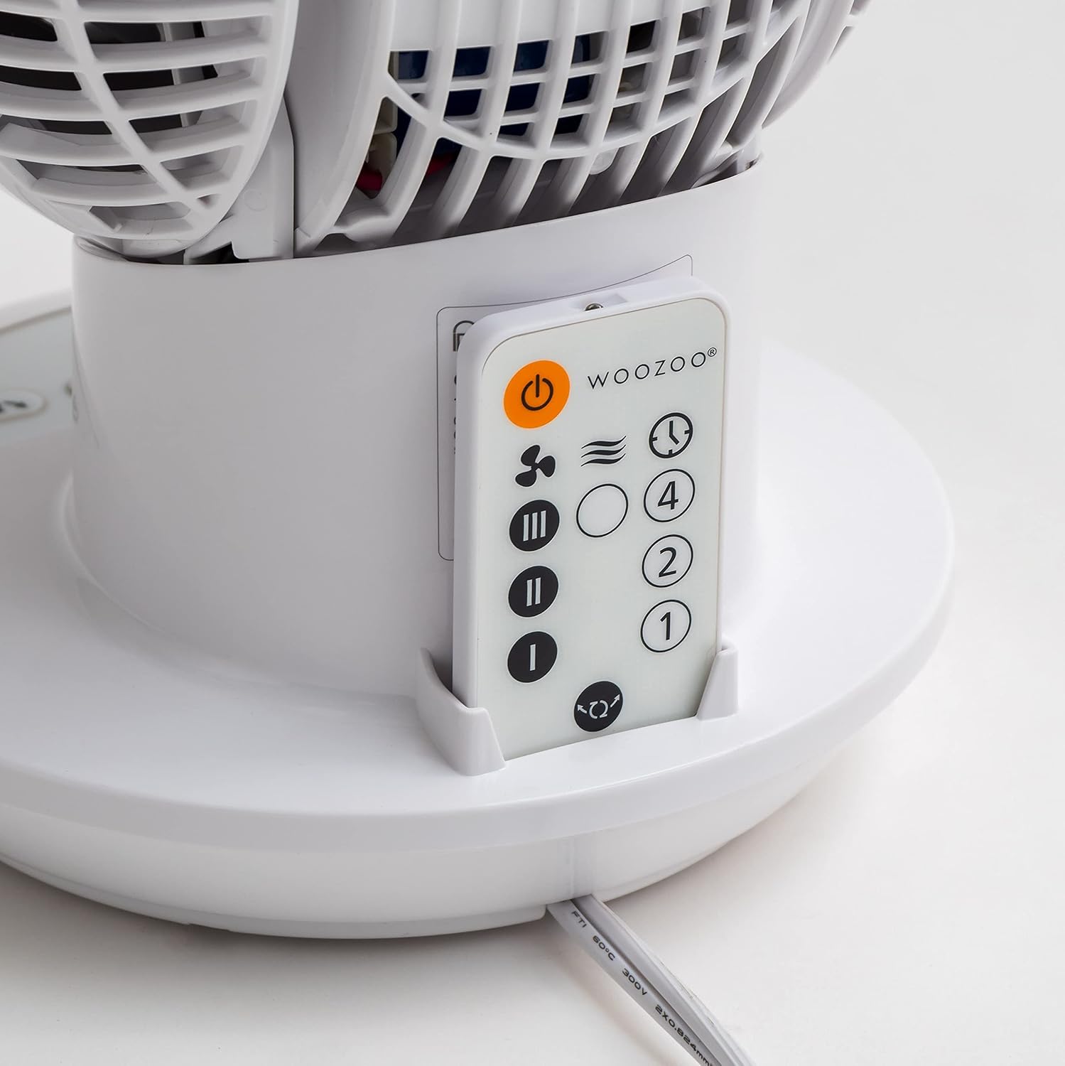 HKM-4672851 Air Circulator Fan with Remote, Oscillation, 3 Speeds, Adjustable Tilt, Quiet Motor, Small Fan for Bedroom, Office, Dorm, White