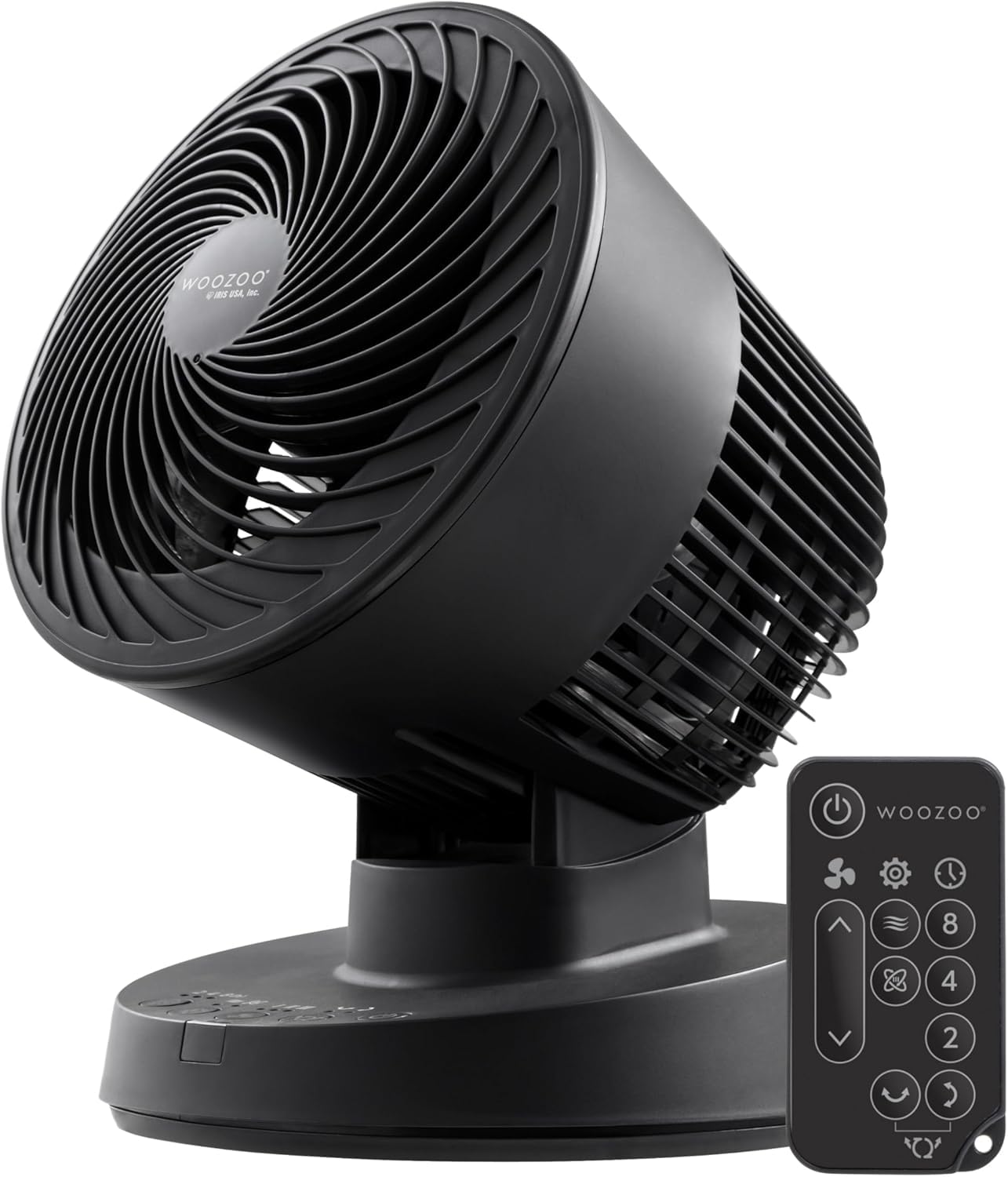 HKM-4672851 Air Circulator Fan with Remote, Oscillation, 3 Speeds, Adjustable Tilt, Quiet Motor, Small Fan for Bedroom, Office, Dorm, White