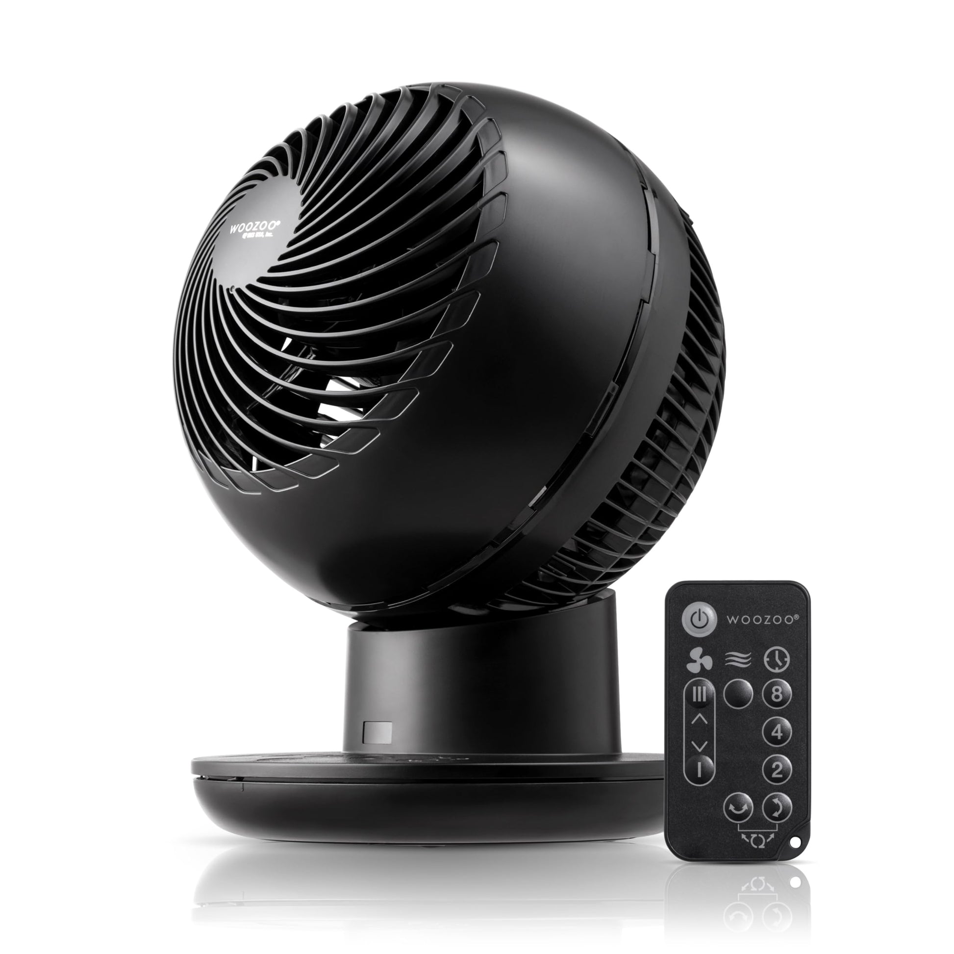 HKM-4672851 Air Circulator Fan with Remote, Oscillation, 3 Speeds, Adjustable Tilt, Quiet Motor, Small Fan for Bedroom, Office, Dorm, White