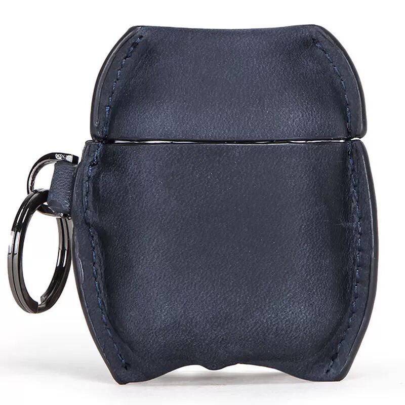 HKM-467347 Leather Case for AirPods 1/2 Generation - Soft Shell Design, Available in Brown, Sapphire Blue, and Wine Red
