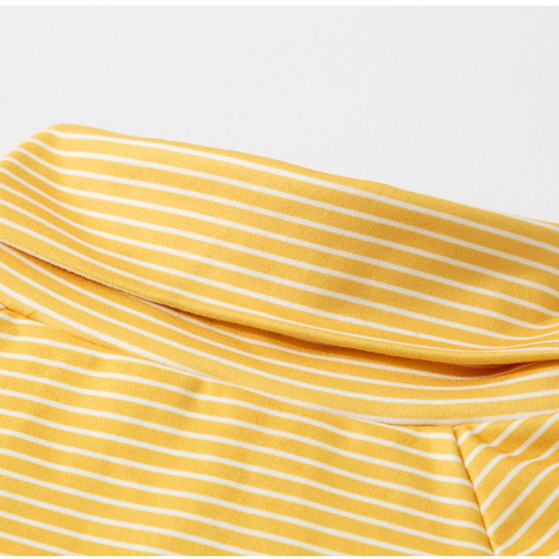 HKM-4674109 Striped High-Neck Fleece Shirt for Medium and Large Dogs - Comfortable, Soft Fabric with Cute Bear Embroidery