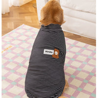 HKM-4674109 Striped High-Neck Fleece Shirt for Medium and Large Dogs - Comfortable, Soft Fabric with Cute Bear Embroidery