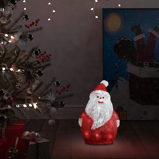 HKM-467411 Illuminated Acrylic Santa Claus Figurine for Indoor and Outdoor Decor, 28 cm, with 25 LED Lights and Varied Lighting Effects