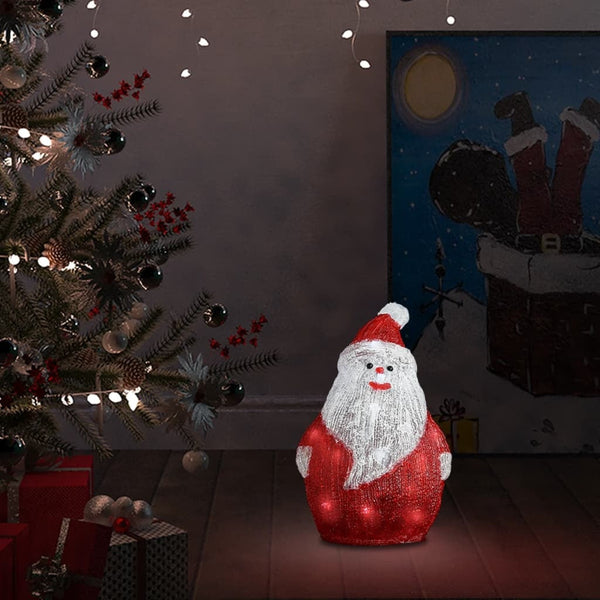 HKM-467411 Illuminated Acrylic Santa Claus Figurine for Indoor and Outdoor Decor, 28 cm, with 25 LED Lights and Varied Lighting Effects