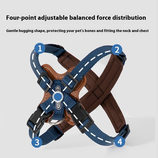 HKM-4674621 Pet Puppy Chest and Back Harness with Rope for Corgis and Shiba Inus - Assorted Colors