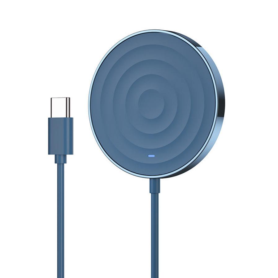 HKM-467475 Magnetic Wireless Charger Compatible with iPhone 12 Pro – 15W Fast Charging, USB Interface, Available in Blue, White, and Black