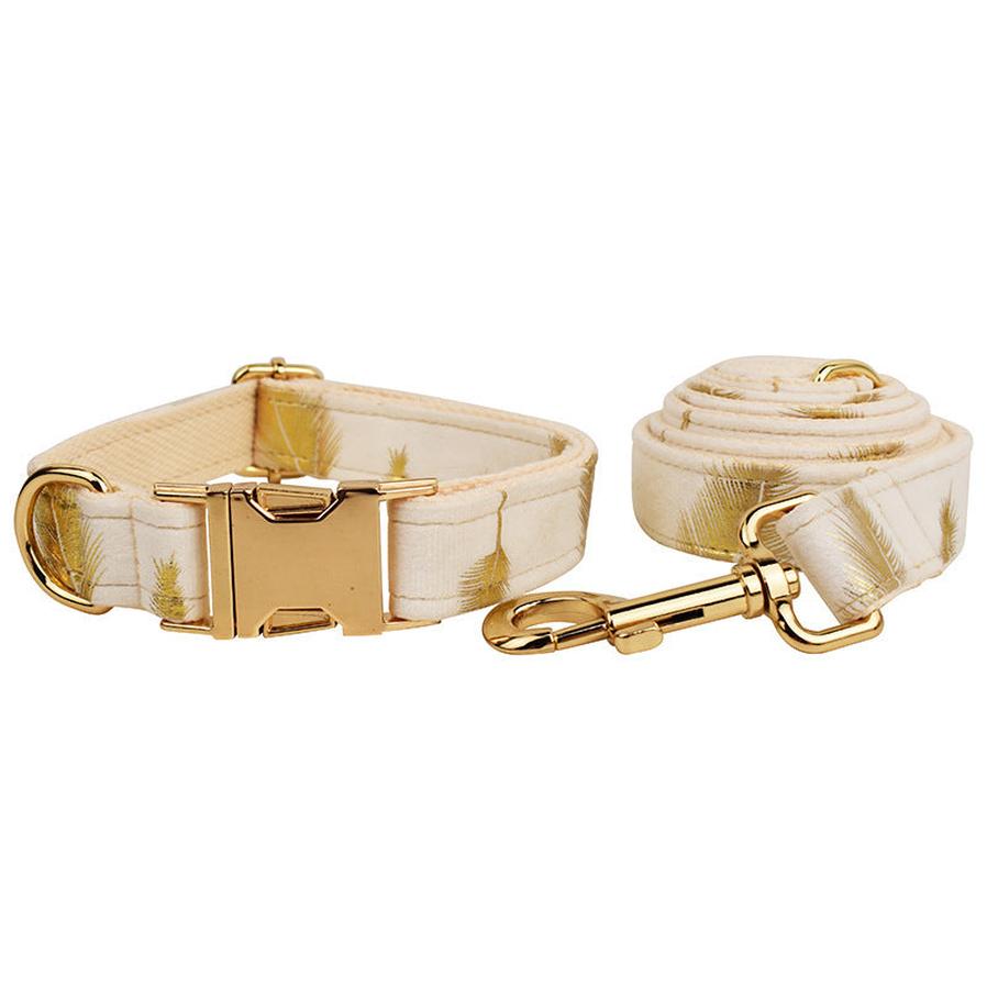 HKM-467475 Velvet Pet Collar with Adjustable Traction Rope and Bow Tie Set