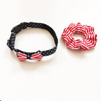 HKM-4675901 Triangle Scarf and Hair Tie Set with Striped Pattern and Cotton Material