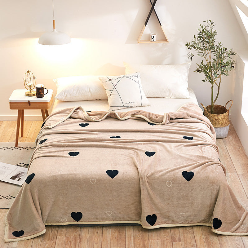 HKM-467603 Thickened Cloud Mink Velvet Double Printed Blanket - Floral and Plant Design