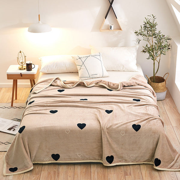 HKM-467603 Thickened Cloud Mink Velvet Double Printed Blanket - Floral and Plant Design