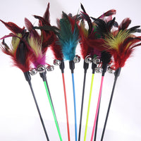 HKM-4676157 Large Feather Cat Teaser Wand - 60 cm Black and Colorful Taper Design