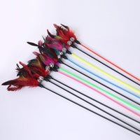 HKM-4676157 Large Feather Cat Teaser Wand - 60 cm Black and Colorful Taper Design
