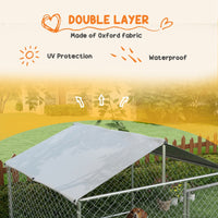 HKM-4678973 Outdoor Dog Kennel for Small and Medium Dogs with Waterproof Roof - Silver, 6.6' x 6.6' x 4.9'