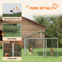 HKM-4678973 Outdoor Dog Kennel for Small and Medium Dogs with Waterproof Roof - Silver, 6.6' x 6.6' x 4.9'