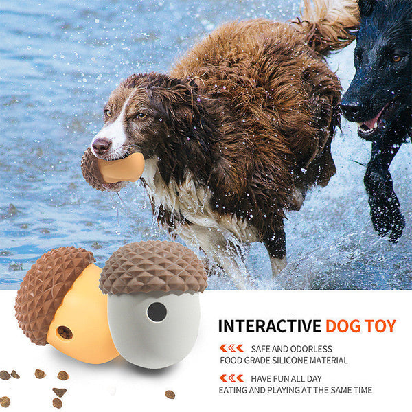 HKM-4679101 Silicone Acorn-Shaped Pet Dog Feeding Toy Ball in Various Colors