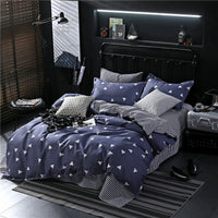 HKM-467923 Brushed Aloe Cotton Four-Piece Quilt Cover Set with Plant and Flower Patterns for 1.2m to 2.2m Beds