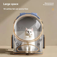 HKM-4679357 Portable Outdoor Cat Backpack with Large Capacity and Panoramic Window in Denim Blue or Linen Gray