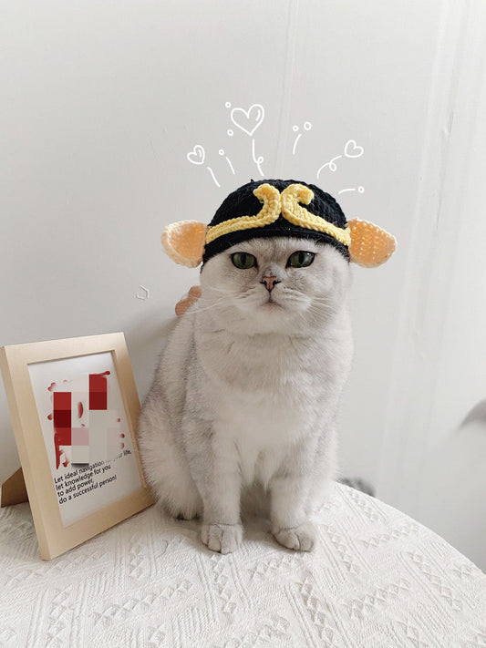 HKM-4680125 Cute Pig Bajie Cat Head Cover - Soft Wool Hats for Pets in Various Sizes