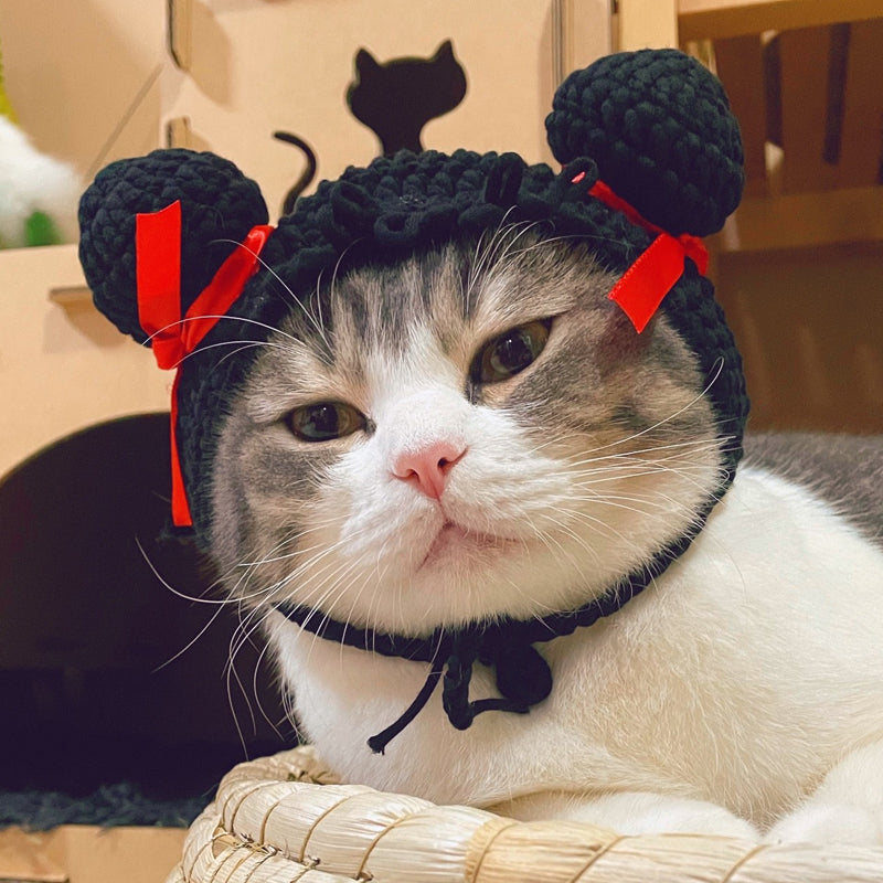 HKM-4680125 Cute Pig Bajie Cat Head Cover - Soft Wool Hats for Pets in Various Sizes