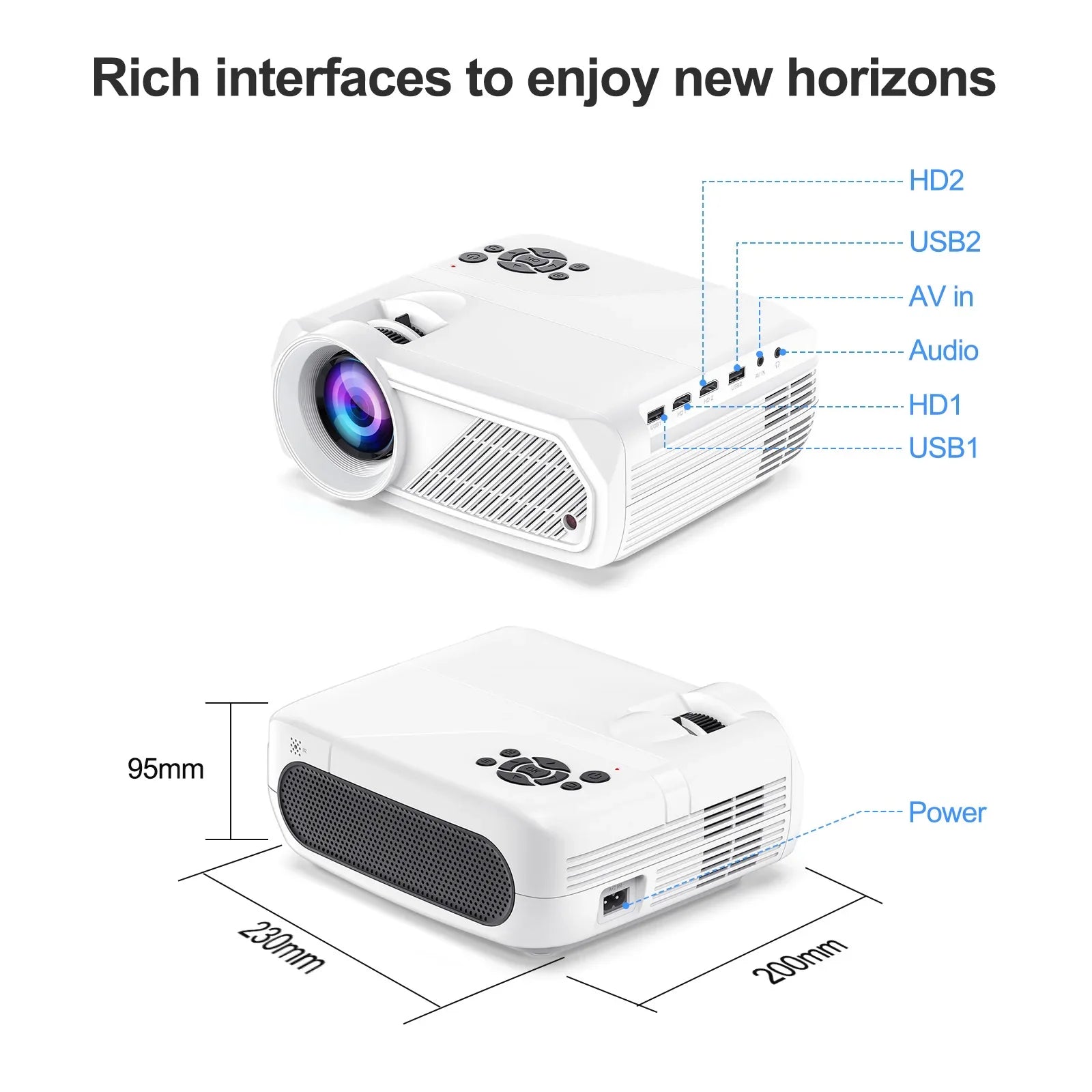 HKM-468115 1080P LCD Projector with 280 ANSI Lumens and WiFi 6 Capability