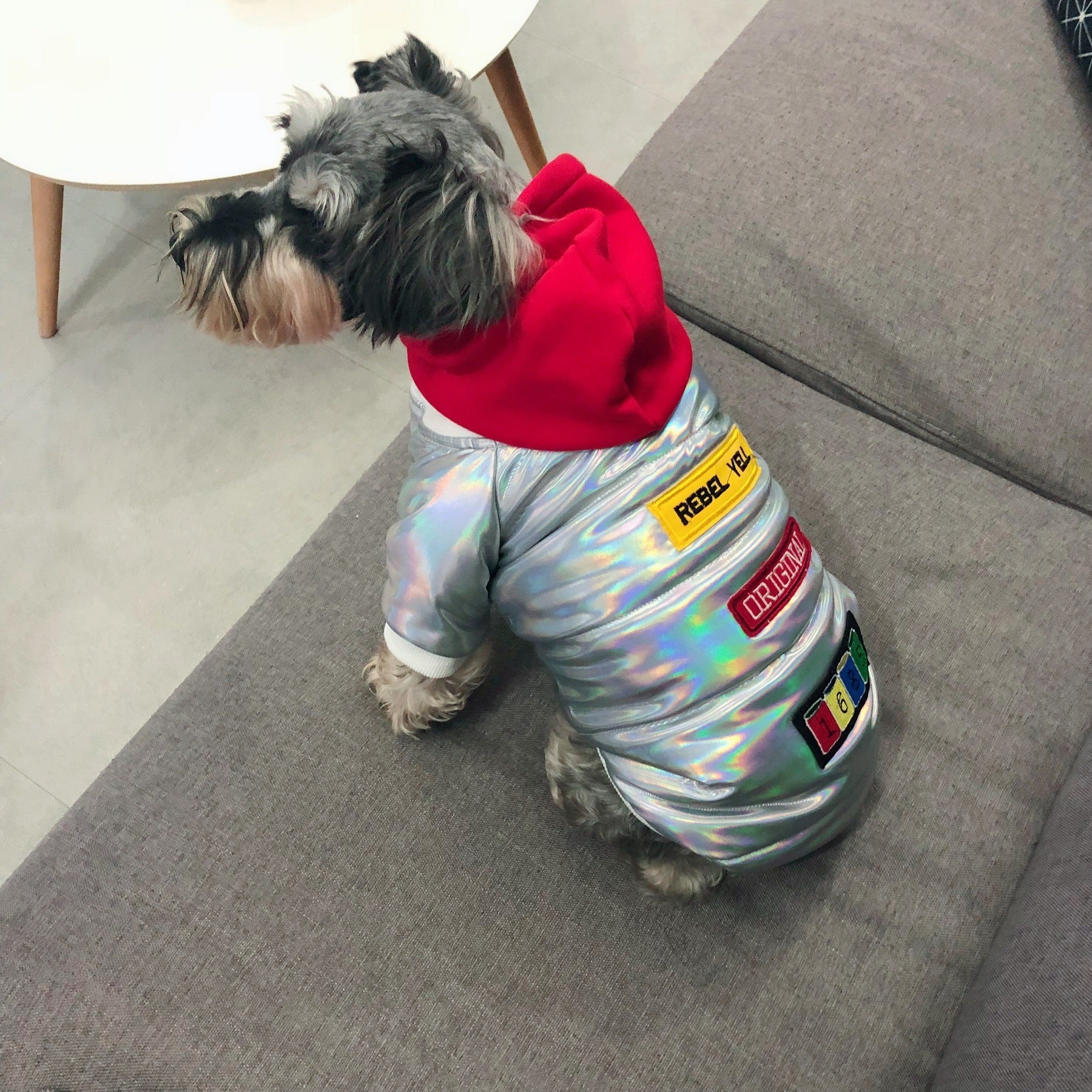 HKM-4681661 Casual White Polyester Coat for Schnauzer Puppy - Fall & Winter Pet Apparel
